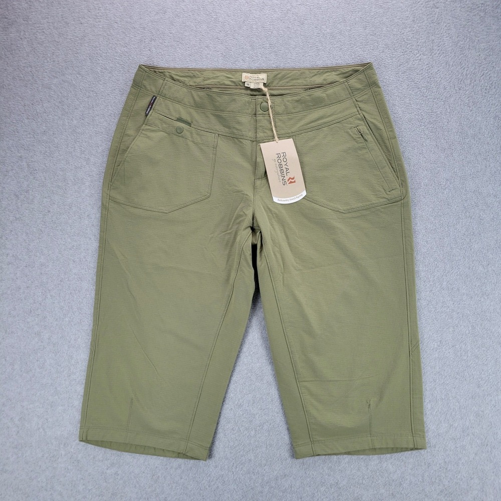 Royal Robbins Terra Knicker Women 10 Green UPF 50 Stretch Hiking Capri‎ Pants